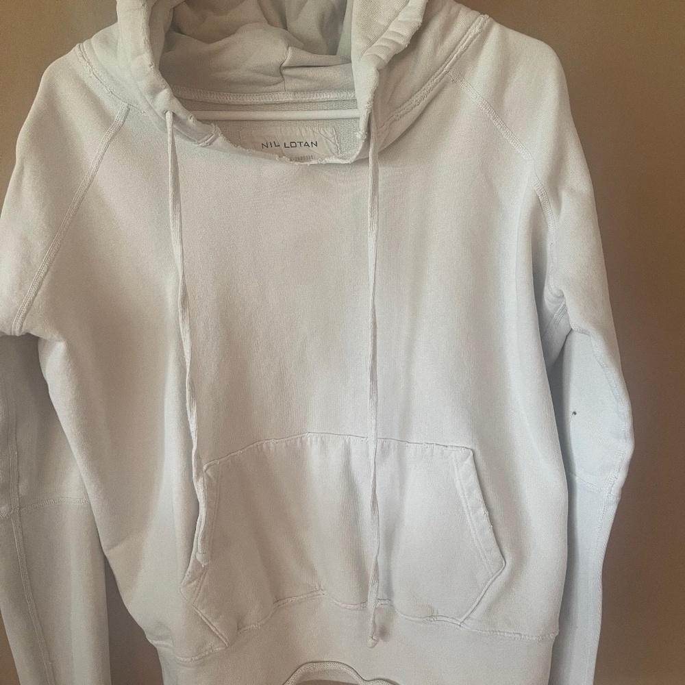 SO Soft NILI LOTAN 100% Cotton Ivory HOODIE - Size L - You Will Live In It